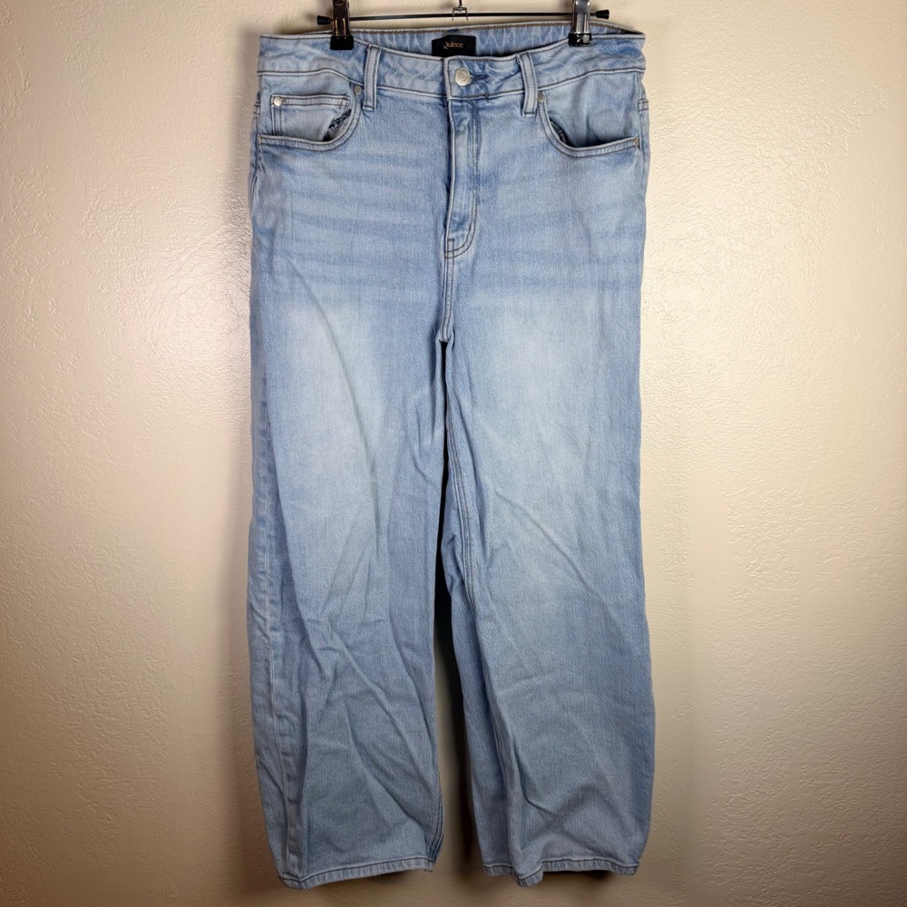Quince Women's 31x28 Bella Stretch Barrel Jeans Cool Blue Light Wash High Rise